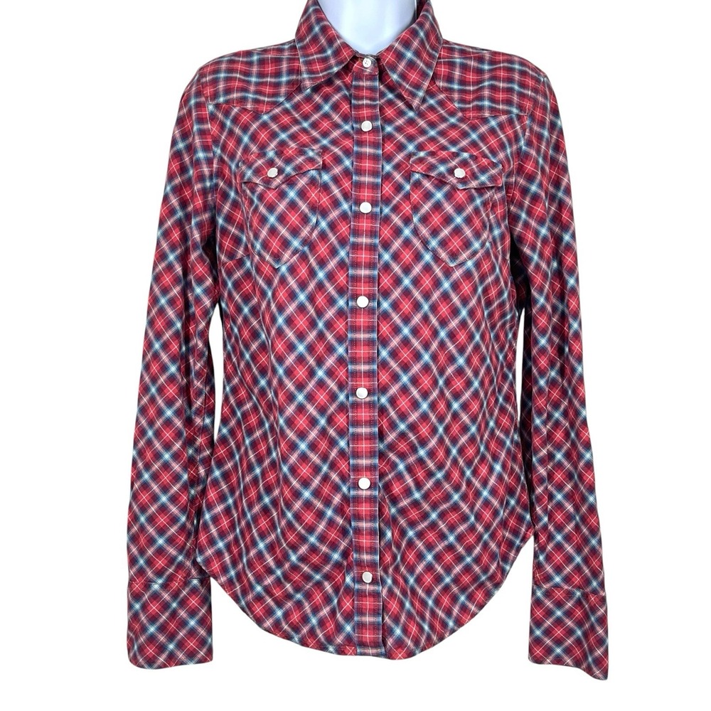 Gap Pearl Snap Western Shirt Womens S Red 100% Cotton Vintage Cowgirl Grunge